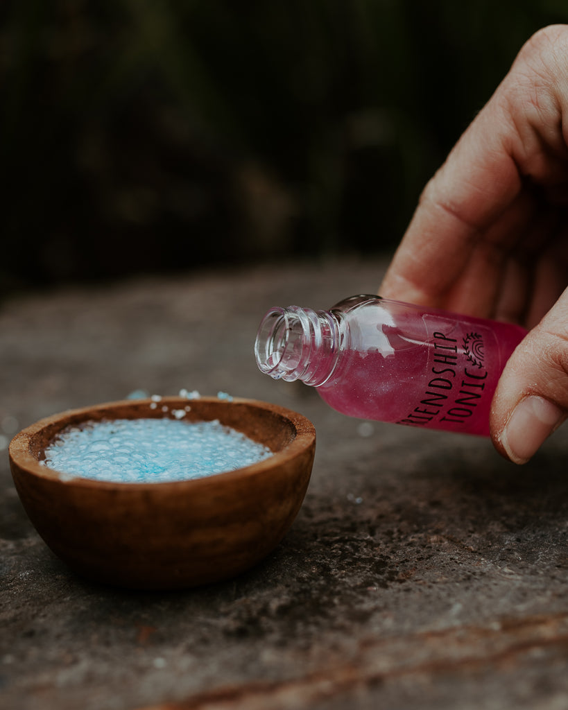 miniature wooden potion set pouring liquid