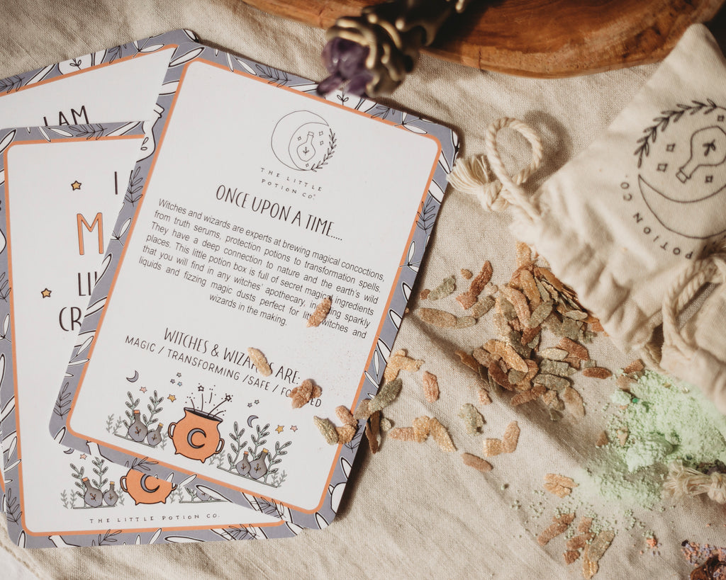 Hocus Pocus Mindful potion cards and ingredients spilled out